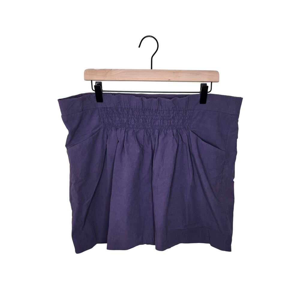 BANANA REPUBLIC Smocked Mini Skirt Dark Lilac Size 14